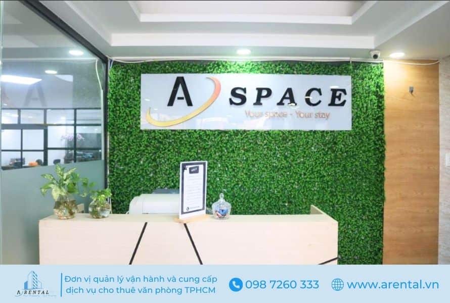 Khu vực đón tiếp khách hàng tại A Space Office Quận 2.