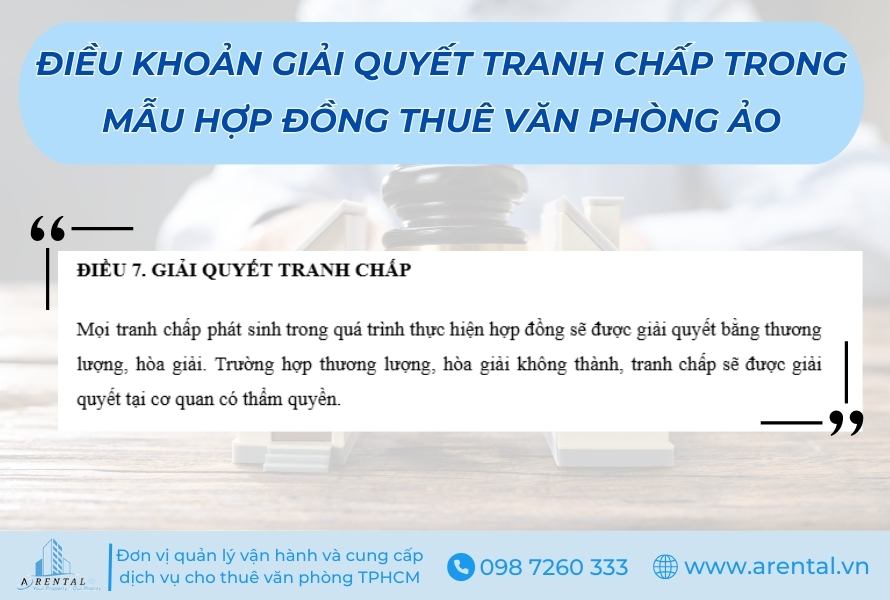 Điều khoản giải quyết tranh chấp trong mẫu hợp đồng thuê văn phòng ảo.