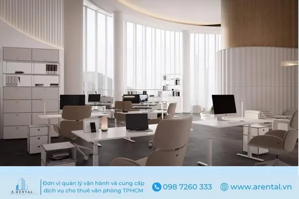 Không gian văn phòng hiện đại được đầu tư thiết bị đầy đủ giúp nâng cao hiệu suất làm việc và hình ảnh doanh nghiệp.