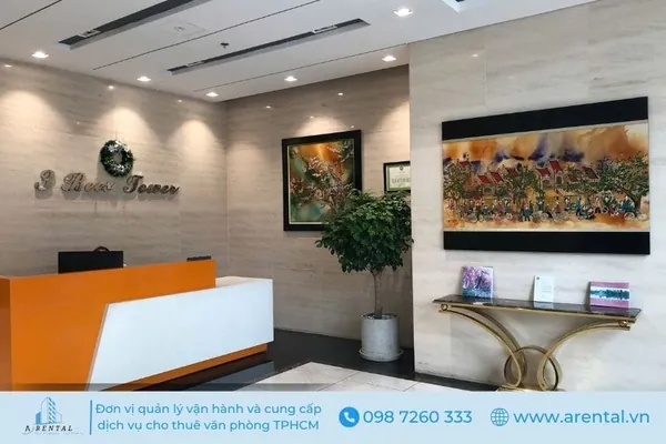 Khu vực sảnh tiếp khách chung của tòa nhà Bees Tower. Sảnh chung tiếp khách chuyên nghiệp, sang trọng tại 3 Bees Tower.