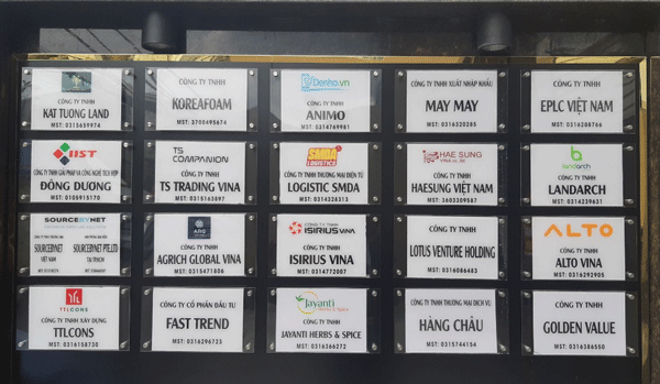 bảng tên doanh nghiệp sử dụng văn phòng ảo tại Arental.vn