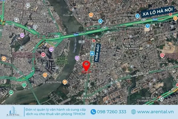 Vị trí văn phòng ảo Quận 2. Địa chỉ đắc địa trên Google Maps của Arental Vietnam quận 2.