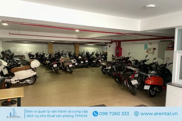 Khu vực để xe cho khách thuê văn phòng ảo Quận 2 Hầm để xe rộng rãi tại Arental Vietnam quận 2.