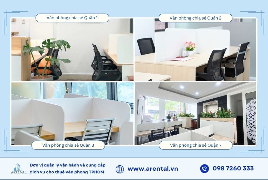 Tổng hợp 4 chi nhánh cho thuê dịch vụ văn phòng chia sẻ (coworking space) tại Arental Vietnam. Không gian các văn phòng chia sẻ TPHCM tại Arental Vietnam.