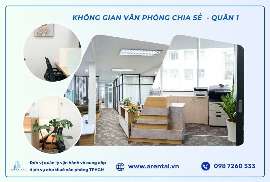 Không gian văn phòng chia sẻ Quận 1 tại chi nhánh Nguyễn Công Trứ. Tổng quan không gian văn văn phòng chia sẻ ở Quận 1.