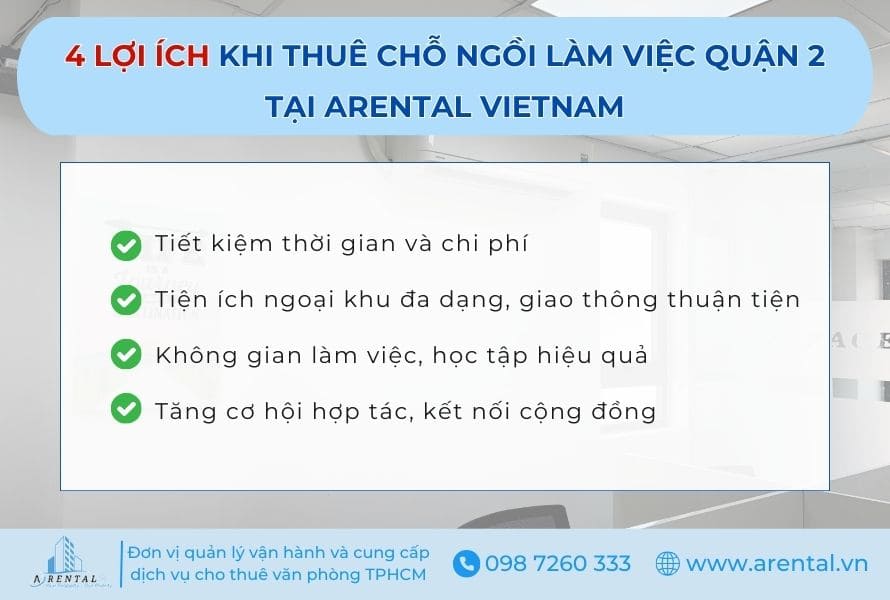 Dịch vụ cho thuê văn phòng chia sẻ Quận 2 mang đến nhiều lợi ích thiết thực cho các doanh nghiệp SMEs. 4 lợi ích khi thuê chỗ ngồi làm việc giá rẻ quận 2.
