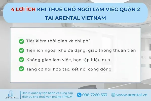 Dịch vụ cho thuê văn phòng chia sẻ Quận 2 mang đến nhiều lợi ích thiết thực cho các doanh nghiệp SMEs. 4 lợi ích khi thuê chỗ ngồi làm việc giá rẻ quận 2.