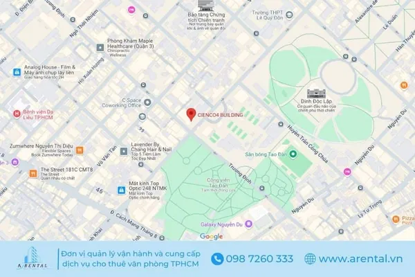 Văn phòng chia sẻ Quận 3 Arental Vietnam tại tòa nhà Cienco 4 Building. Địa điểm cung cấp dịch vụ văn phòng chia sẻ Quận 3 sở hữu tiện ích ngoại khu đa dạng.