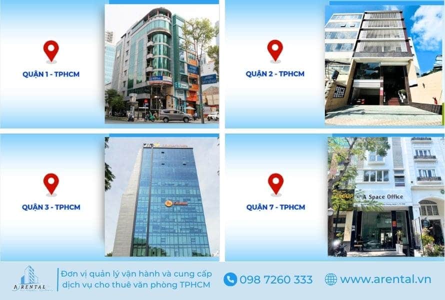 Dịch vụ cho thuê văn phòng chia sẻ của Arental Vietnam có mặt tại 4 quận trung tâm của TPHCM Arental Vietnam cung cấp dịch vụ văn phòng chia sẻ tại 4 quận TPHCM.