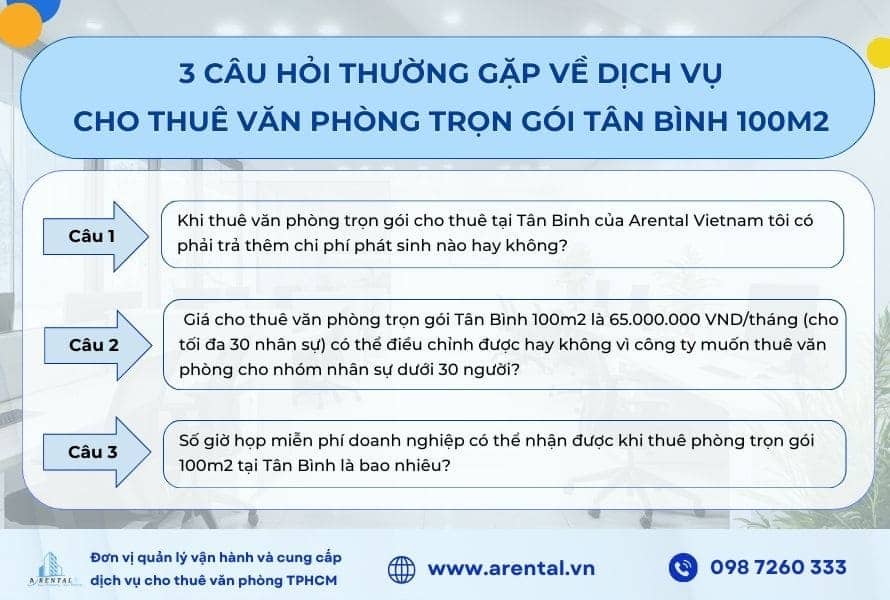 Tổng hợp vấn đề khách hàng quan tâm khi thuê văn phòng trọn gói 100m2.